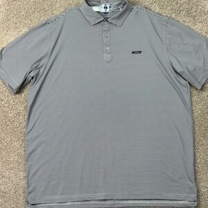 NASCAR Stitch Polo Shirt Mens XXL Navy White Stripe Racing Stitch Golf EUC